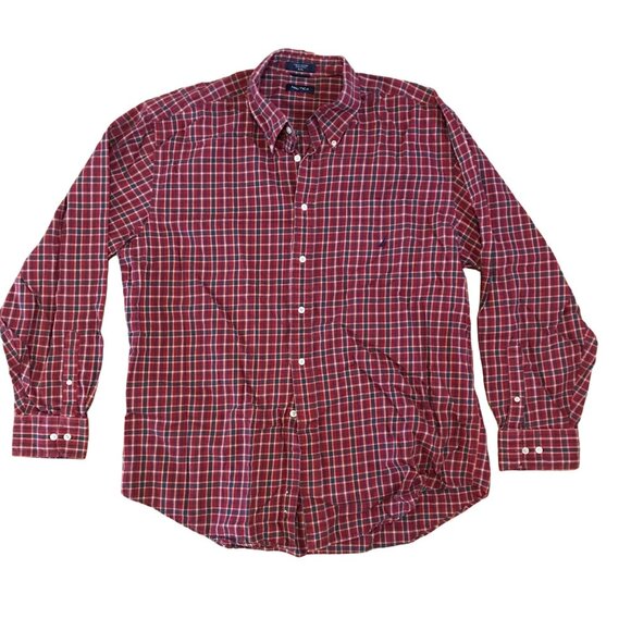 Nautica Mens Red Plaid Button-Down Shirt XXL 100% Cotton Long Sleeve Classic Fit - Picture 1 of 6